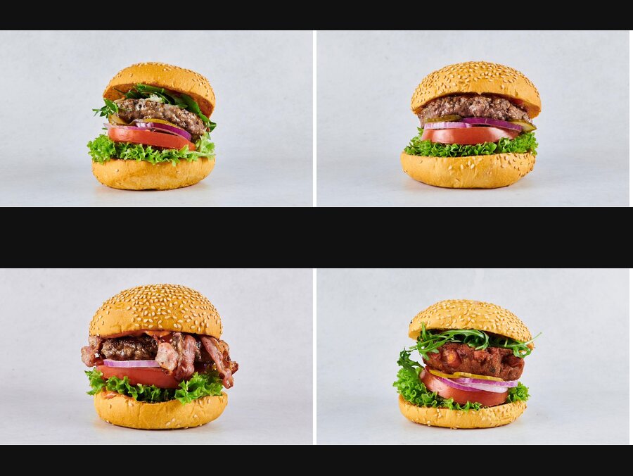 A spread of Burger Room burgers